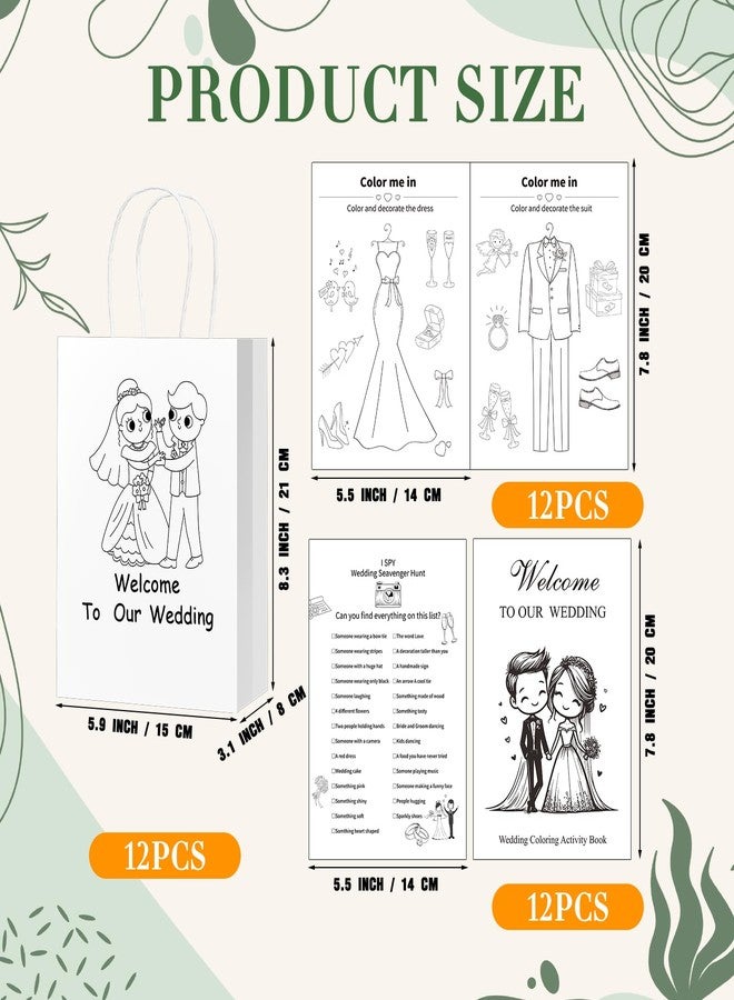 مارسبارك مجموعة مارسبارك لأنشطة حفلات الزفاف للأطفال، 49 قطعة، تتضمن: 12 كتاب تلوين، 12 قلم تلوين مائي بأربعة ألوان، 12 حقيبة هدايا، 12 ورقة بحث عن الكنز، لافتة خشبية للأطفال مع حامل، ألعاب وهدايا. - Image 2